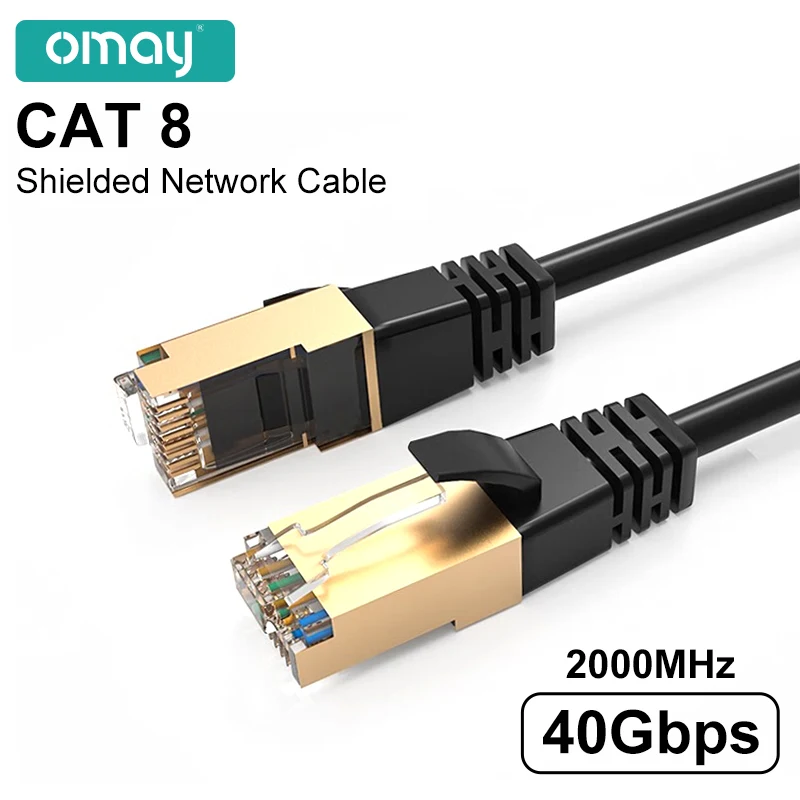 كابل إيثرنت CAT8 40Gbps 2000MHz CAT 8 شبكة قطن مضفر شبكة الإنترنت Lan الحبل لأجهزة الكمبيوتر المحمولة PS 4 راوتر RJ45 كابل