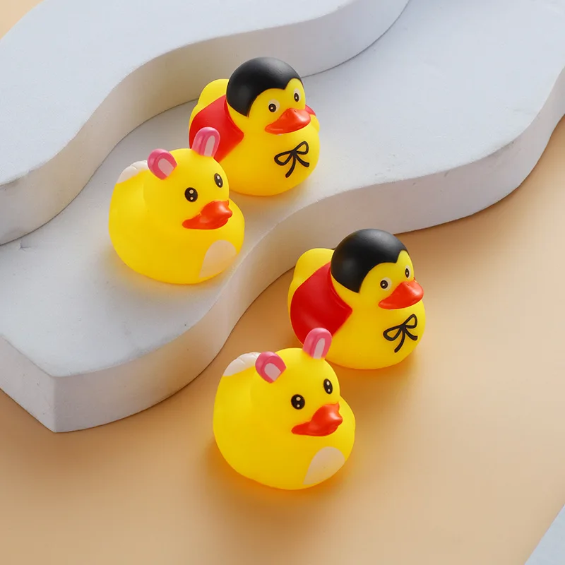 Juguetes de baño para bebés, pato amarillo con sonido de apretón, flotador de goma suave, juguete de agua para niños