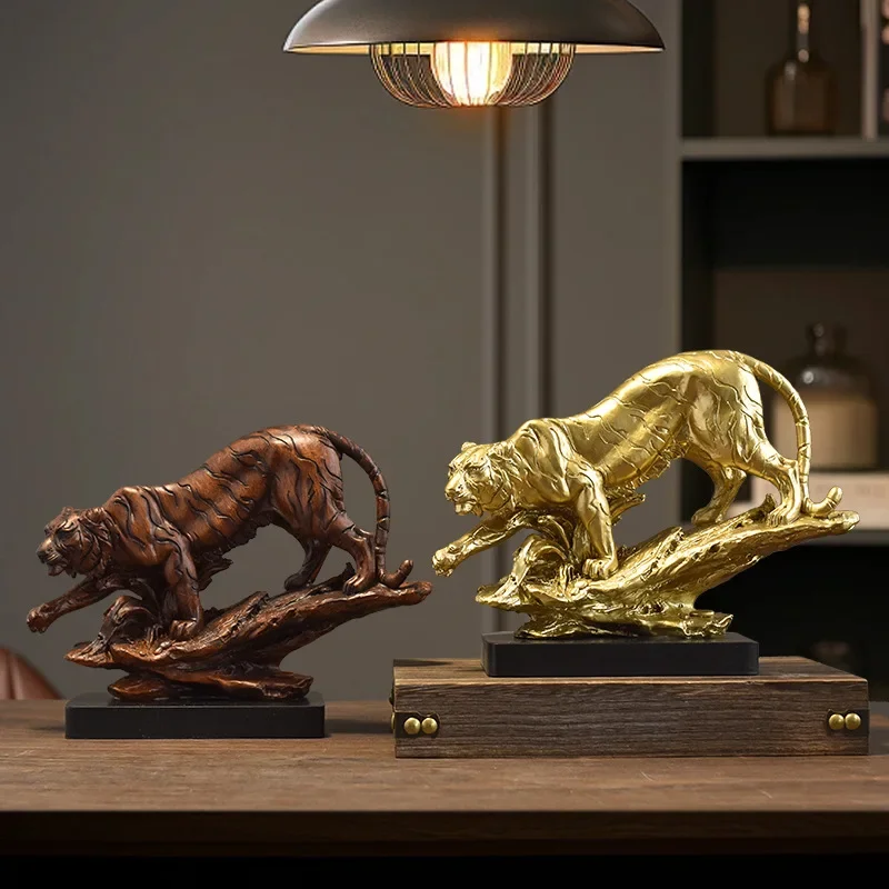New Chinese Style Tiger Double Wolf Office Desktop Decorations Wine Cabinets Foyer Home Living Room Decorations
