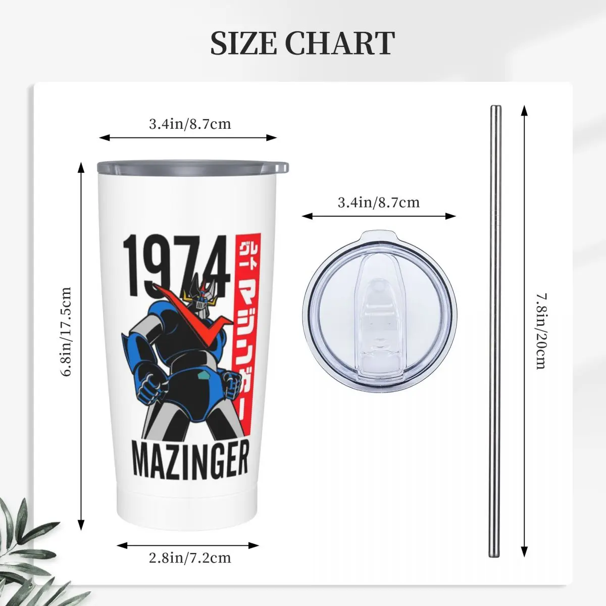 Mazinger Z Mad Robot Grendizer Anime Manga Stainless Steel Tumbler Vacuum Insulated Mug Thermal Cold Cup Straw With Lid 20oz