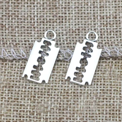 30pcs 12*25mm Razor Blade Charms Silver Color Tibetan Tone Double Sided DIY Metal Bracelet Necklace Jewelry Findings