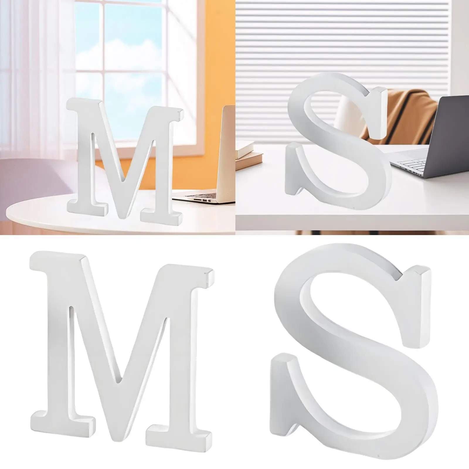 White Wood Letter Wooden Alphabet Letter Creative Decorative Ornament for Dining Room Farmhouse Cabinet Party Decoration