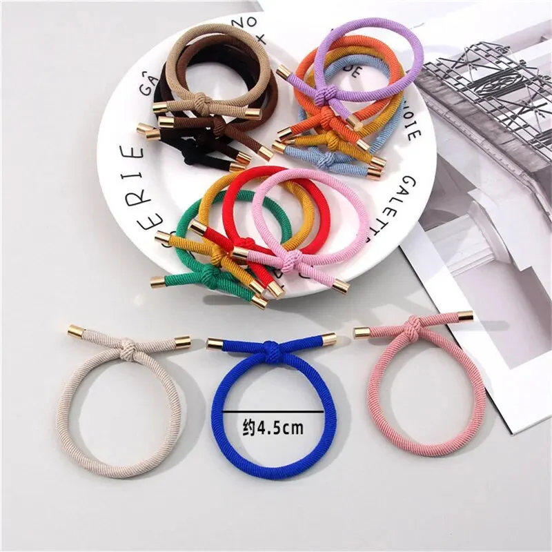 10 Pieces of Copper Buckle Knot High Elastic Hair Band Hair Rope Ring Elastics Scrunchies Ponytail Holders Hair Accessories