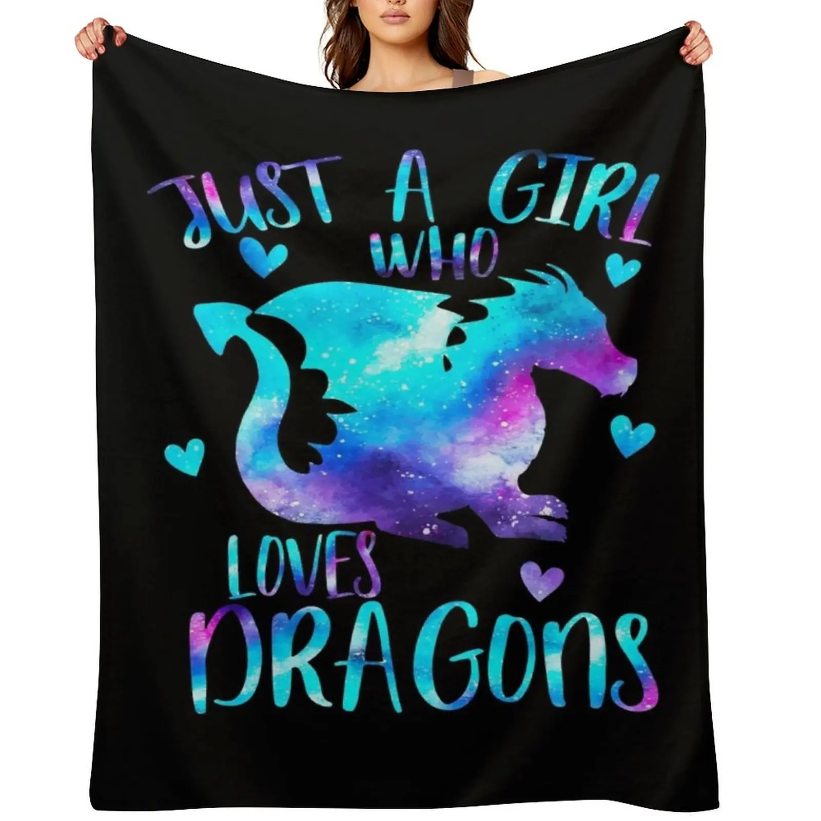 

Just a Girl who loves Dragons Throw Blanket Retros Moving Bed linens Quilt Blankets