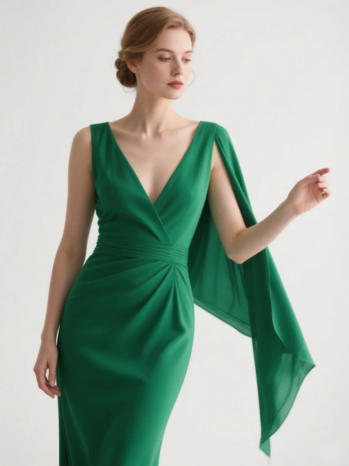 Gaun Malam Sifon Panjang Tanpa Lengan Leher V Putri Duyung Elegan Vintage dengan Gaun Pesta Pernikahan Punggung Terbuka 2025 gratis disesuaikan