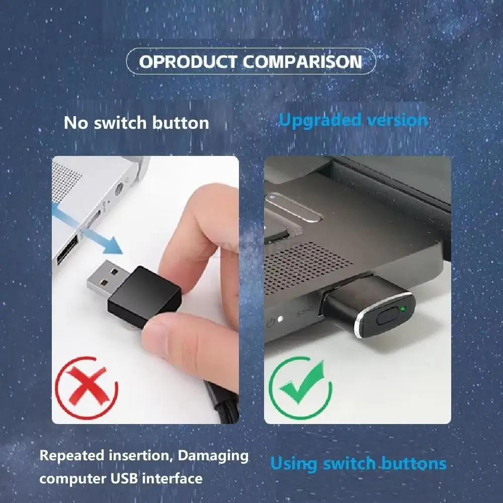 Undetectable Mouse Jiggler Keeps Computer Awake ON/OFF Buttons Mouse Automatic Mover 3-Mode USB Port Simulate Mouse Movement