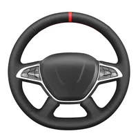 Black Faux Leather Car Steering Wheel Cover for Dacia Logan Sandero Duster Lodgy Jogger Dokker Spring 2017-2024
