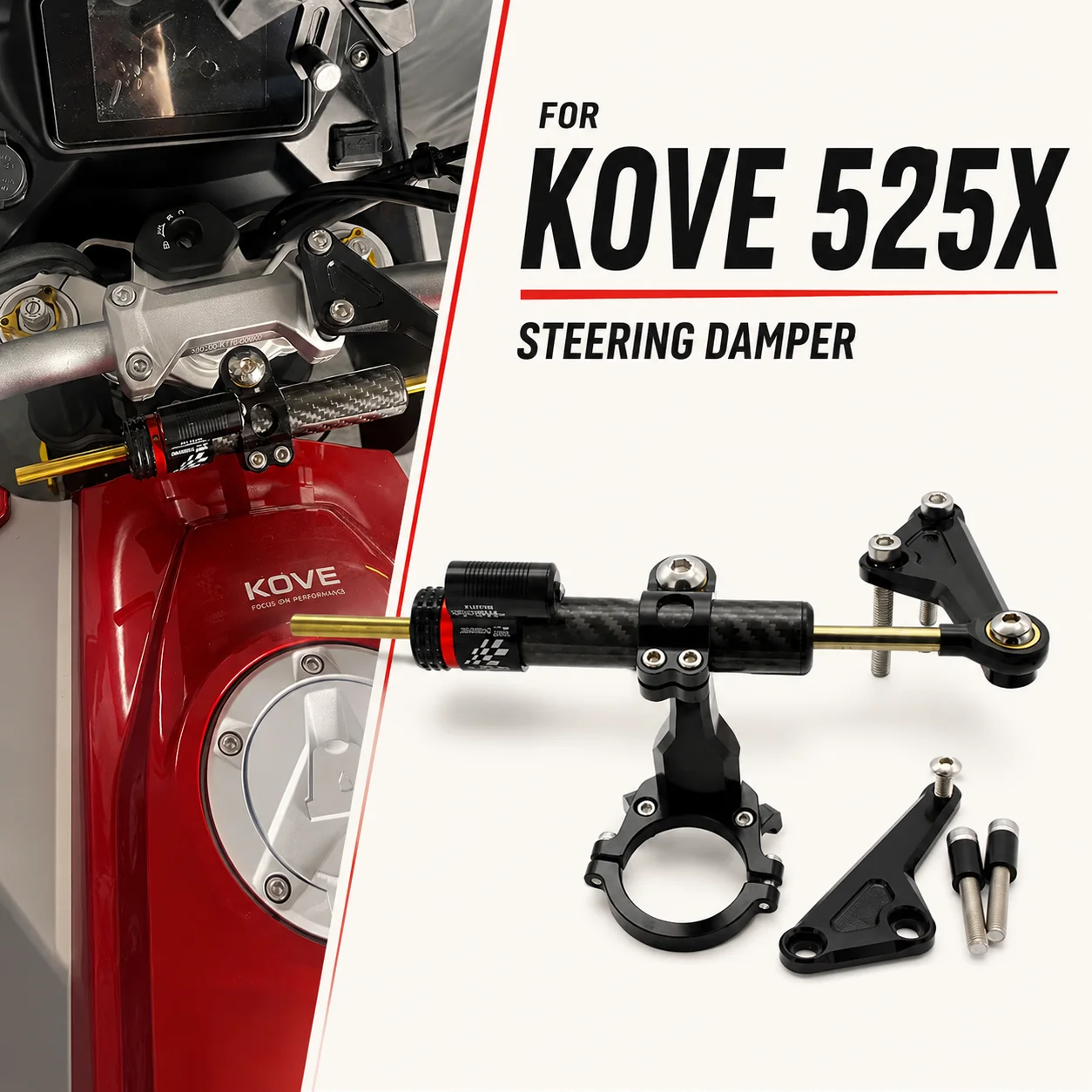 For KOVE 525X Modified Steering Damper Anti‑Wobble Stabilizer Shock Absorber Motorcycle Parts