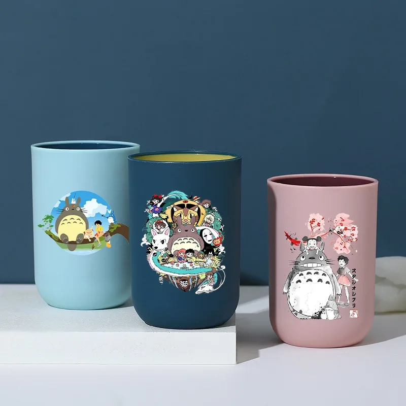 Copos de Escova de Dente Totoro com Padrão de Desenho Animado, Copo Unissex para Viagem, Garrafa de Água Simples para Família e Casais, Presentes para Festas, Novo
