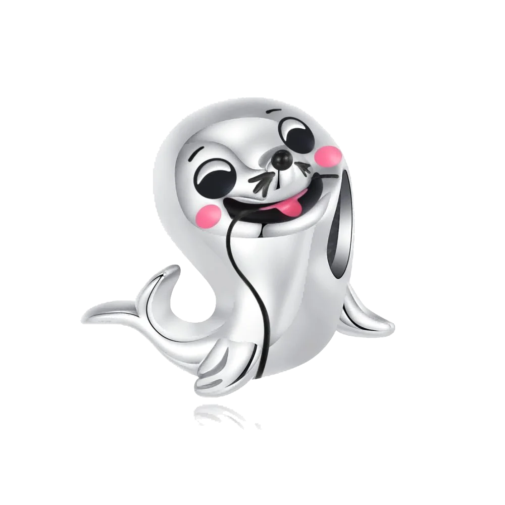925 Sterling Silver Cute Sea Lion baby String Accessory Suitable for Original Bracelet, Men's and Women's DIY Jewelry Gift