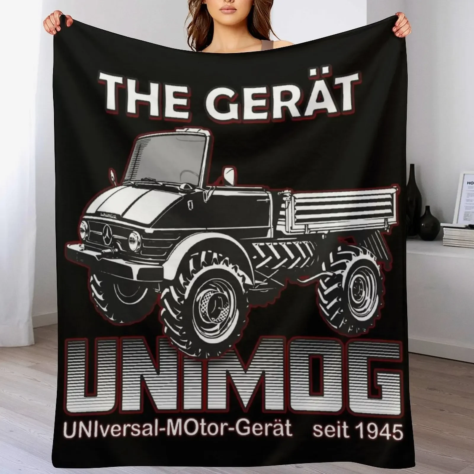 

THE GREAT UNIMOG (UNIversal-MOtor-Gert) - on black Throw Blanket Weighted Soft Plaid Moving Picnic Blankets