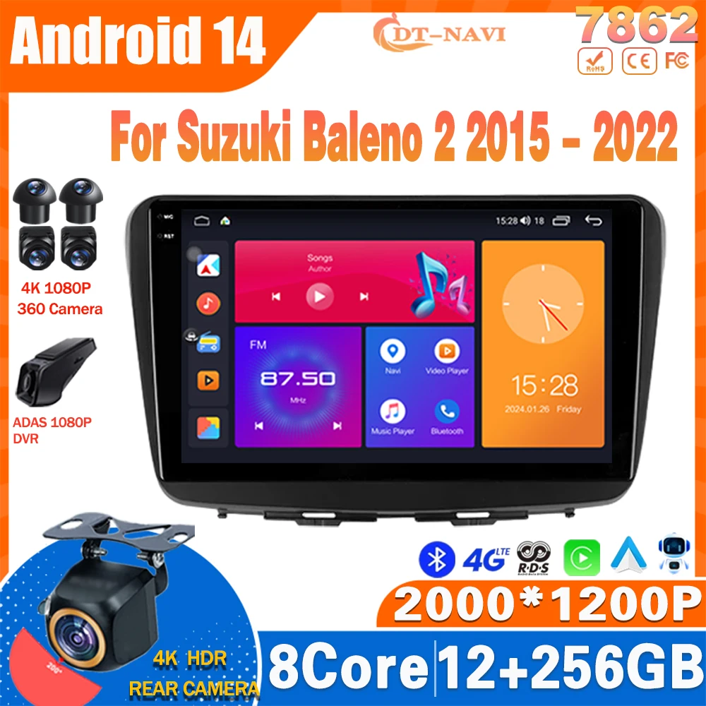 

Android 14 Car Radio For Suzuki Baleno 2 2015 - 2022 Multimidia Video Player Navigation GPS Carplay Stereo NO 2Din DVD Head Unit