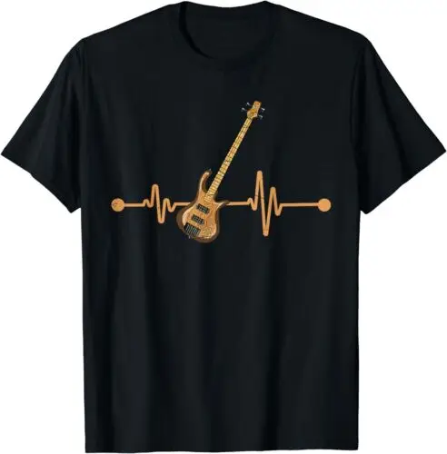 Bass Guitar Player Heartbeat Musical Instrument Bass Guitar T-Shirt