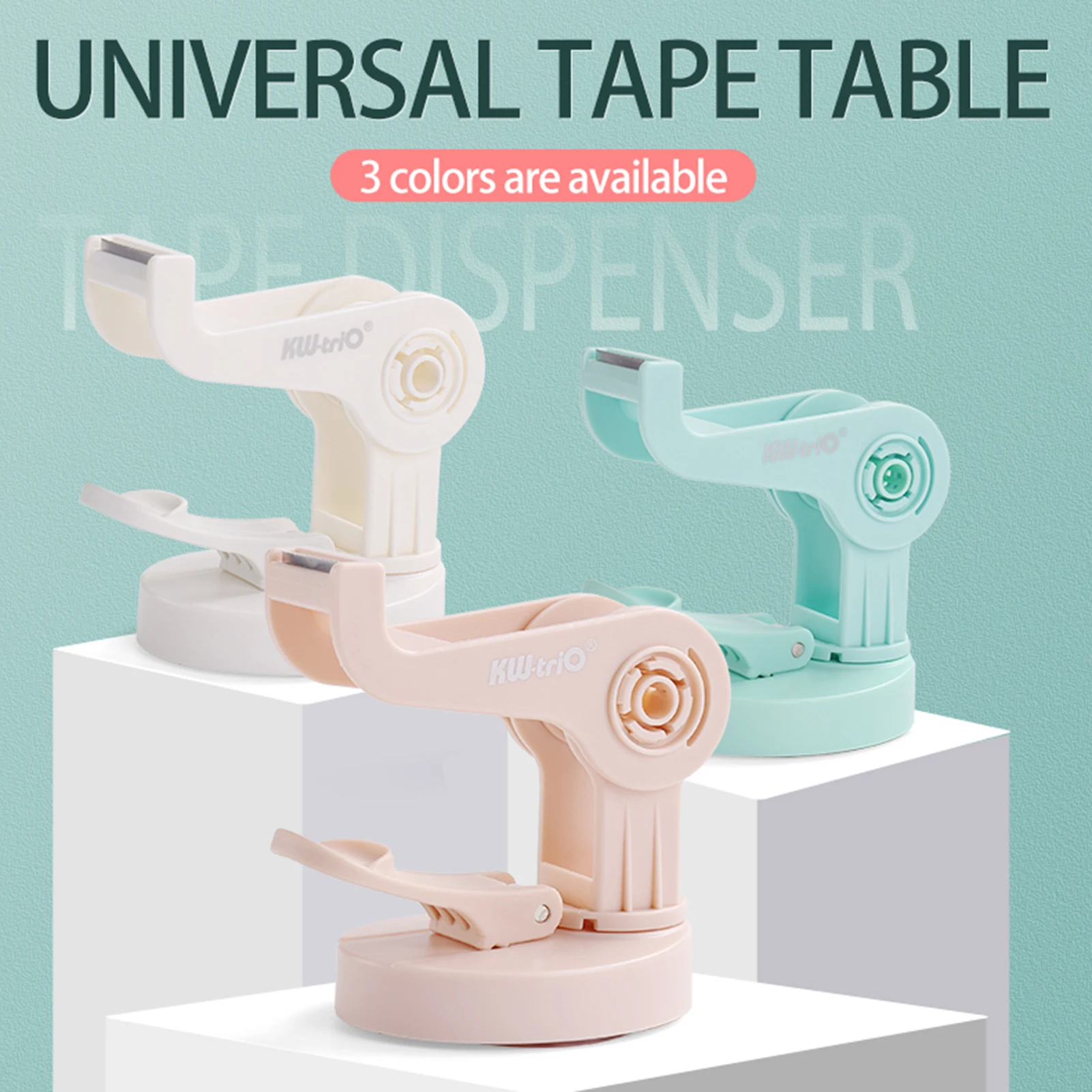 Desktop Tape Dispenser 20mm Width Tape Suction Cup Type Bottom Rotation Structure Tape Cutter Packing Sealing Boxes