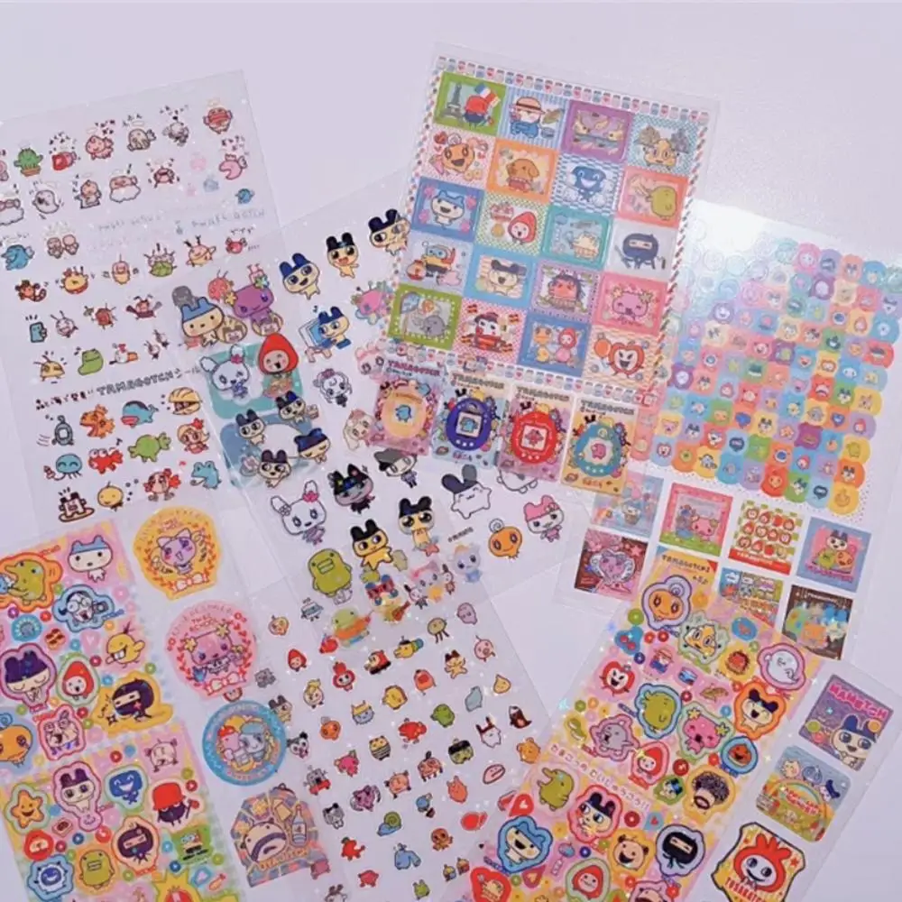 8 Uds. De pegatinas de película cortada de gráfico de píxeles estilo Tamagotchi de anime japonés, decoración de carcasa de teléfono de escritorio, cuenta de mano, accesorio diy de juguete