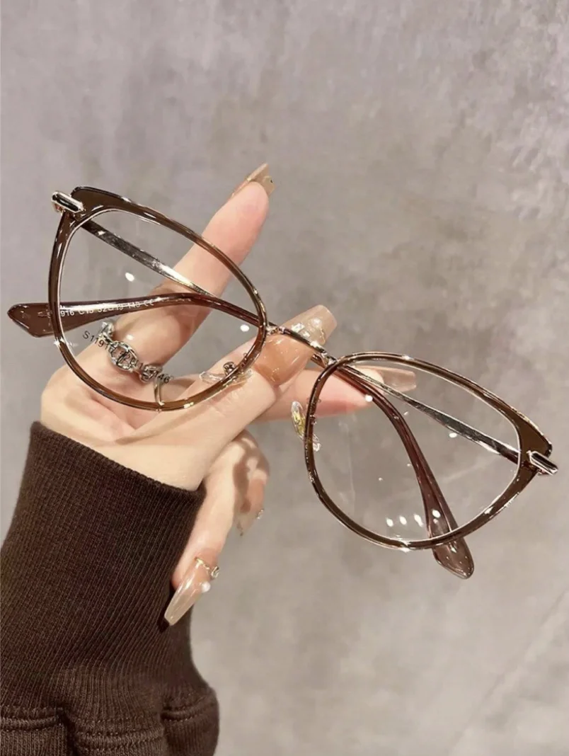 Y2K Cold-Toned Cat-Eye Women's Glasses Transparent Glasses Women's Accessories Eyewear Accessories view 3