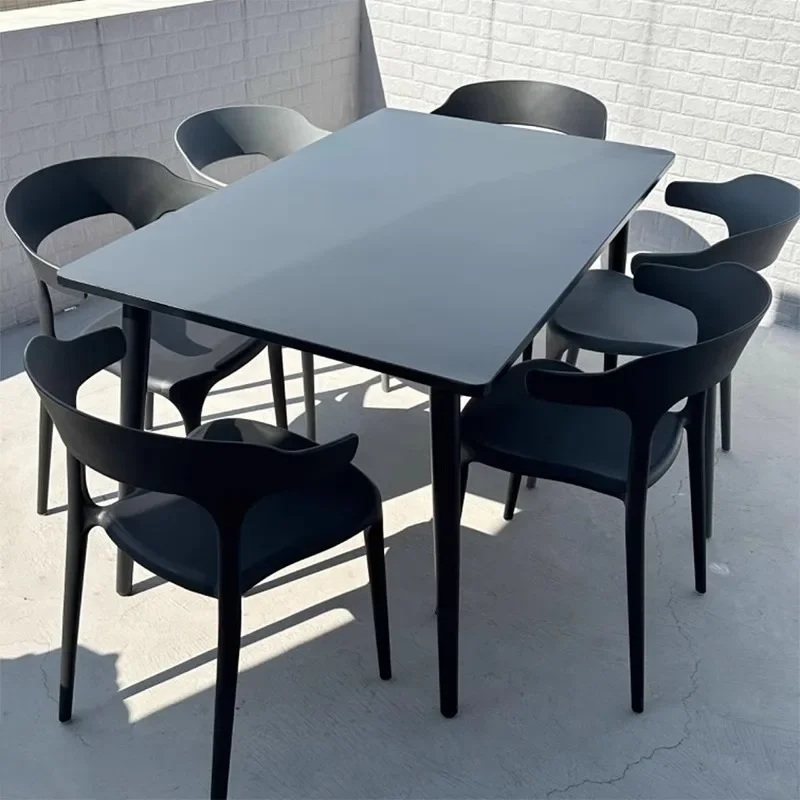 Open-air outdoor carbon steel table and chair combination Internet celebrity outdoor milk tea shop coffee wrought iron restauran