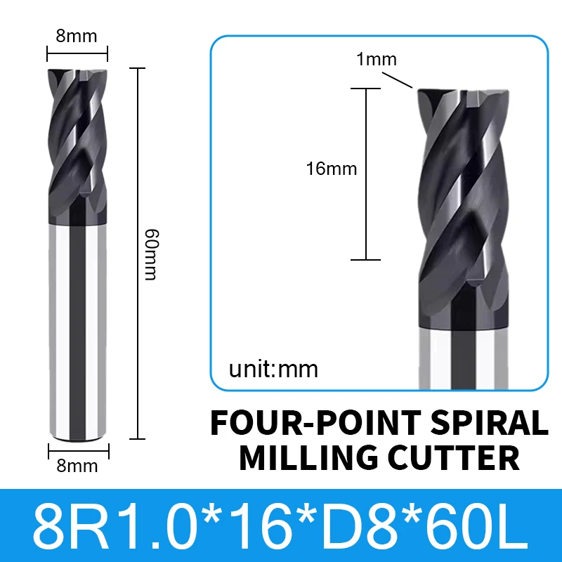 Augusttools MP550 Corner Rounding End Mills Tungsten Steel Milling Cutter  Carbide Alloy Coating Rounter Bit CNC Cutting Tools