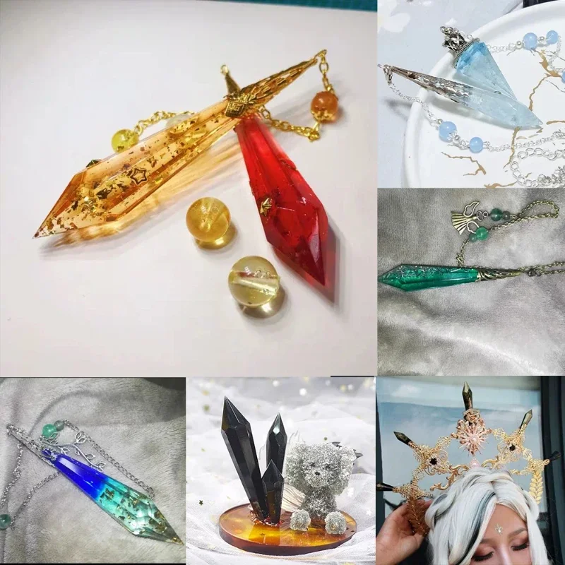 

2026 DIY Crystal Pendulum Epoxy Resin Molds Necklace Pendant UV Resin Transparent Silicone Mould For Jewelry Finding Making Tool