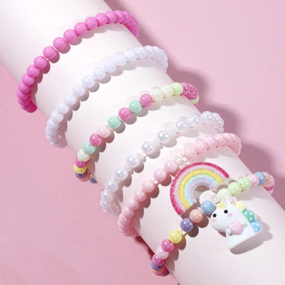 Pulseras de unicornio para niñas, pulseras de arcoíris para regalo de amistad, rellenos de bolsas de regalos, recuerdos de fiesta de cumpleaños, 6/96 Uds.
