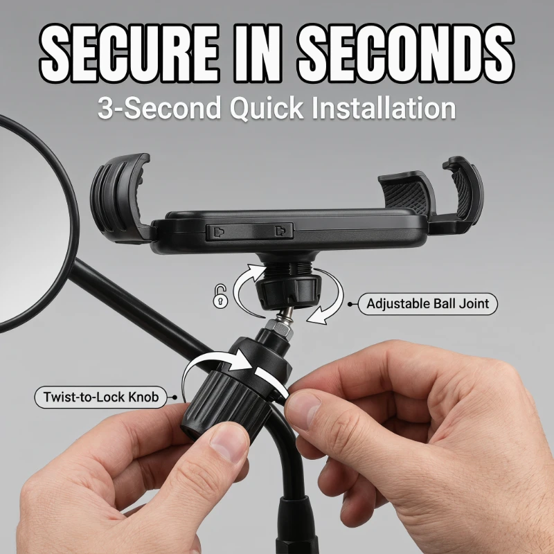 

Applicable Motorcycle Rearview Mirror Phone Holder 360 Rotatable Lock Clip Stable Bicycle Riding Navigation Bracket