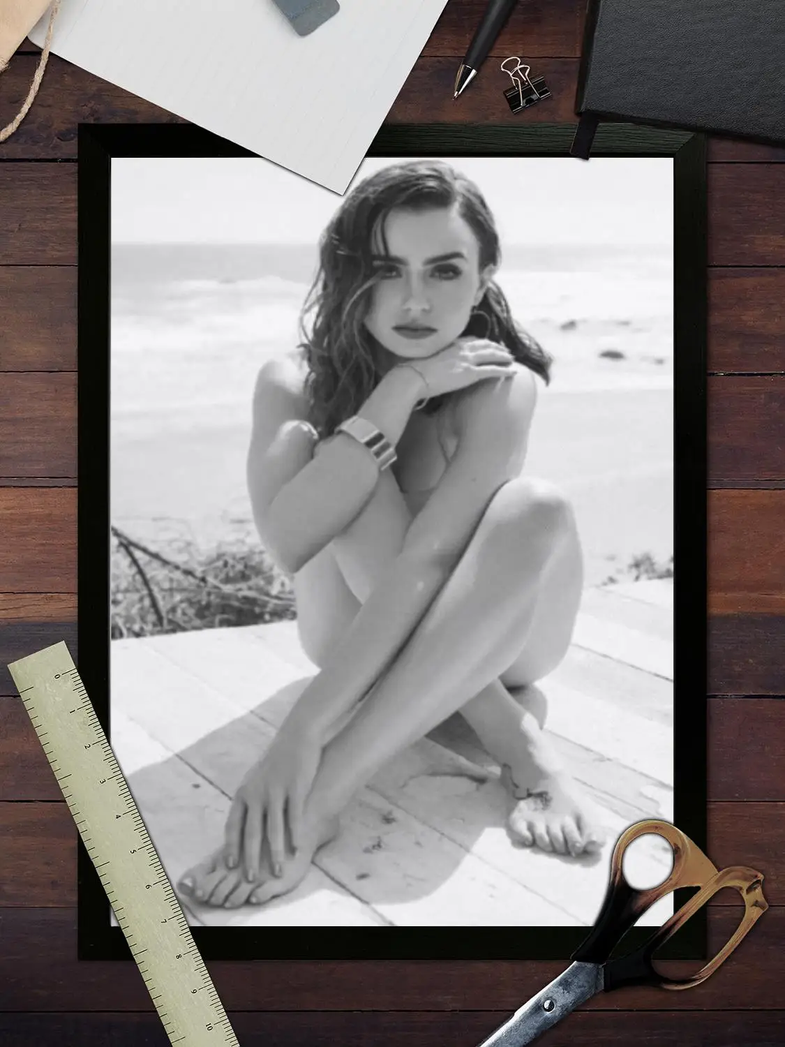 ملصق فني من القماش من Lily Collins وفن جداري، طباعة صور، عائلة حديثة، ديكور غرفة النوم، ملصقات، لوحة زخرفية #3