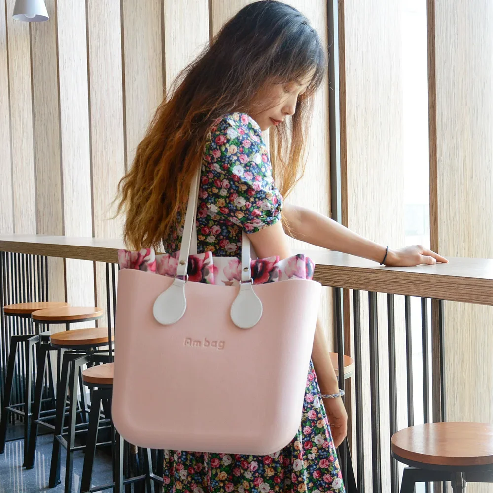 New Arrival Tanqu Long Edge Painting Handles Leather Flat PU Belt Drop End with Silver Rivet for OBag for EVA O Bag Body