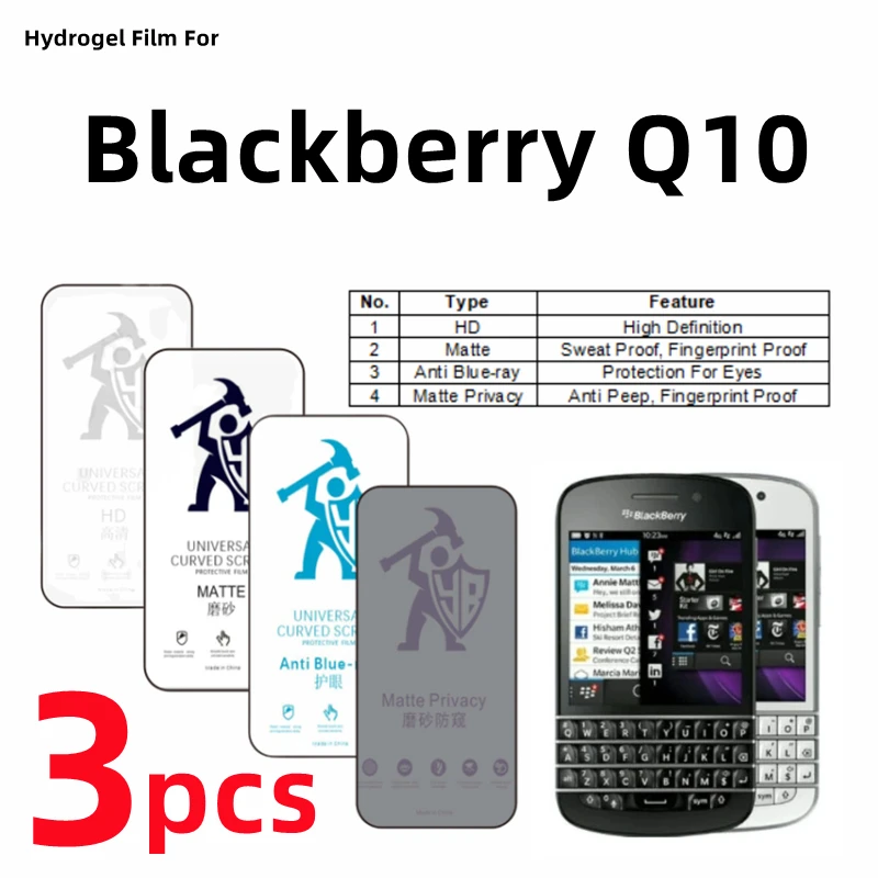 3pcs HD Hydrogel Film For Blackberry Q10 Matte Screen Protector For Blackberry Q10 Eye Care Anti Spy Matte Protective Film