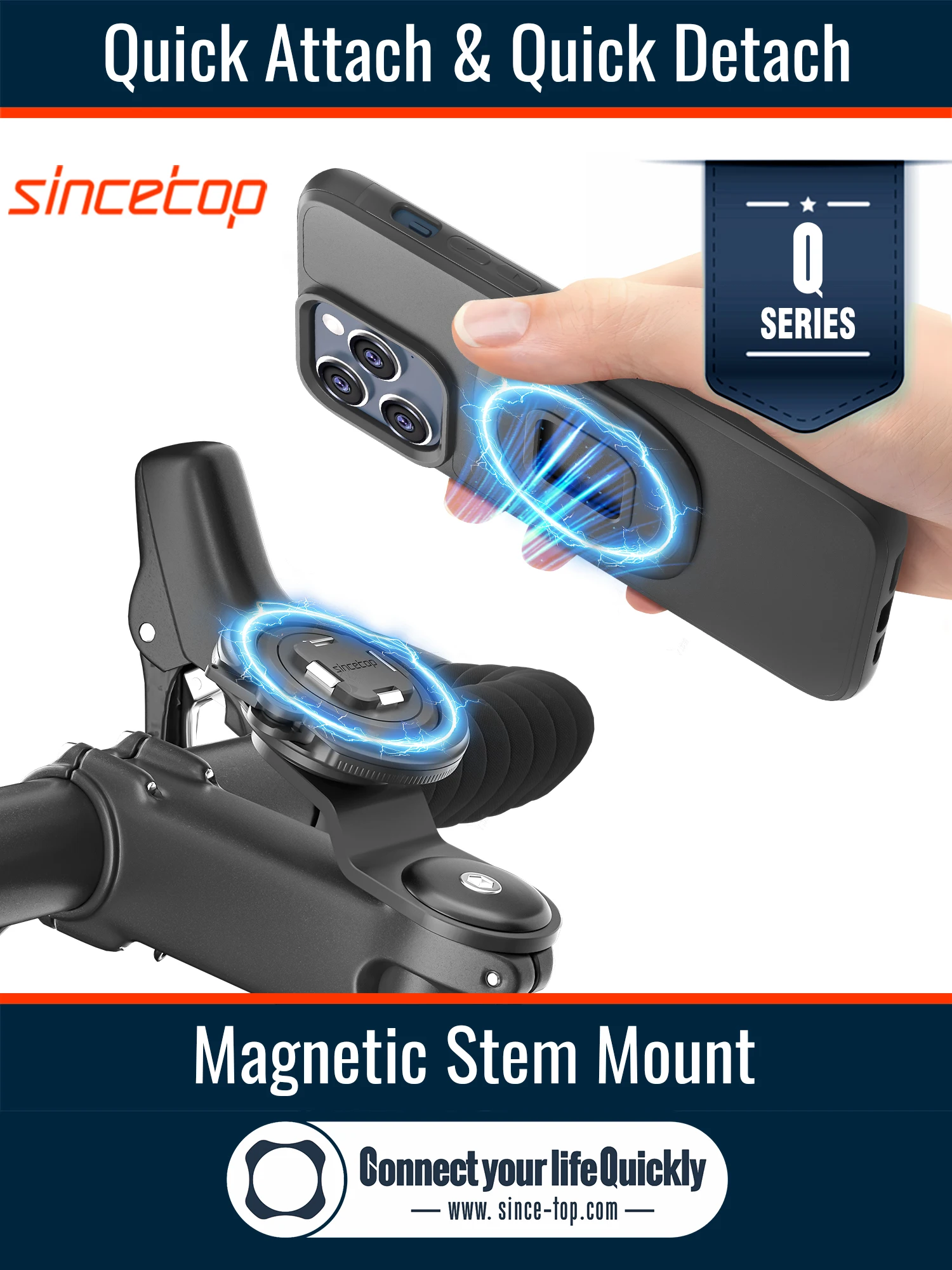 

Bike Magnetic Stem Phone Holder,Mountain Bicycle Phone Mount,Universal Aluminum Handlebar Phone Cycling MTB Quick Attach/Detach