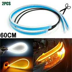 2PCS 30cm 45cm 60cm Sequential LED Strip Turn Signal Indicator Car DRL Daytime Running Light