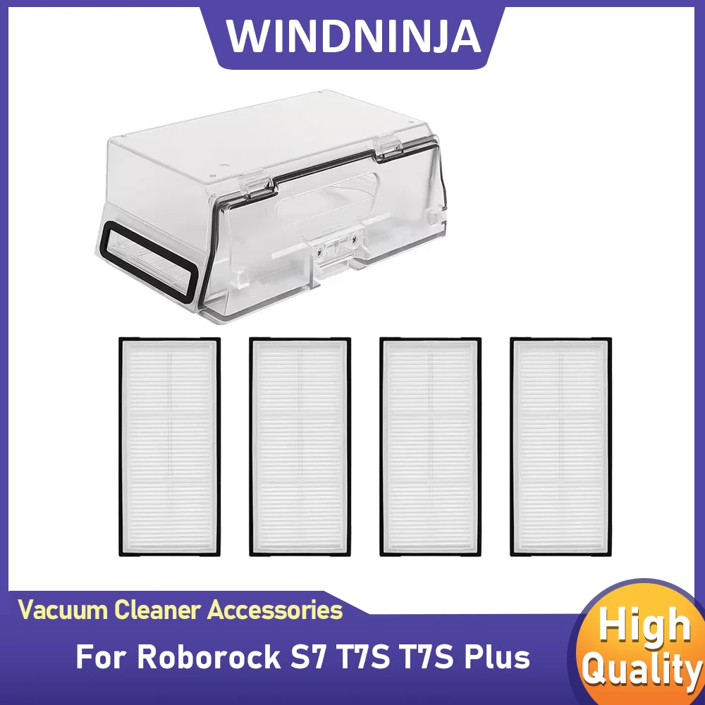 

HEPA Filter Dust Bin Kit for Roborock T7S T7S Plus S7 S70 S75 Dust Box Robot Vacuum Cleaner With Filter Parts