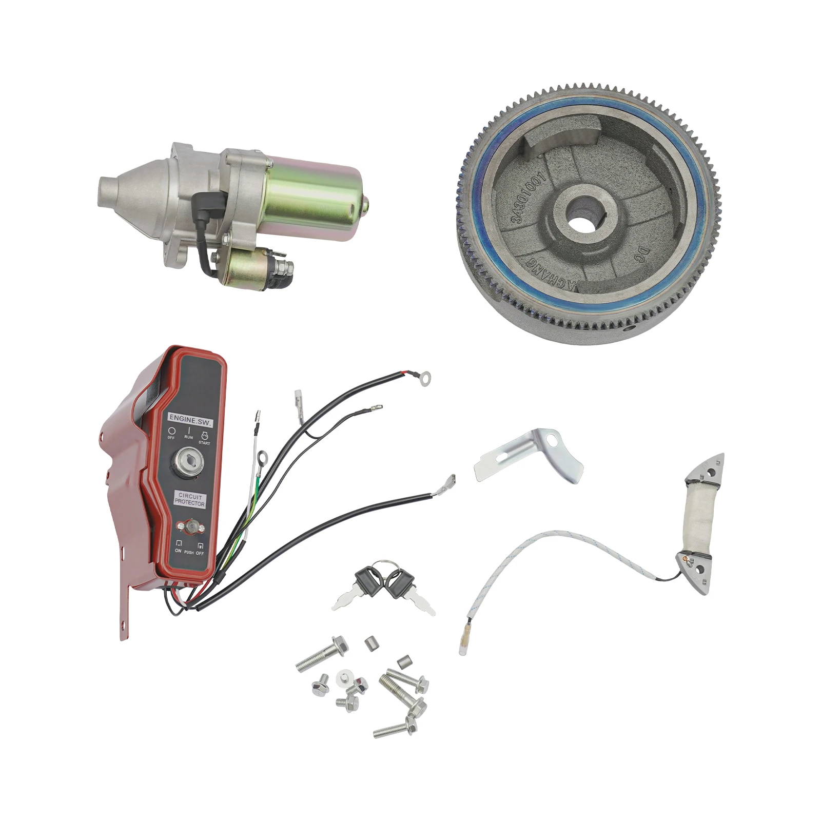 

HONDA GX340 GX390 Electric Start Conversion Kit Manual to Key Switch Starter Motor Flywheel for 2011 Earlier Models