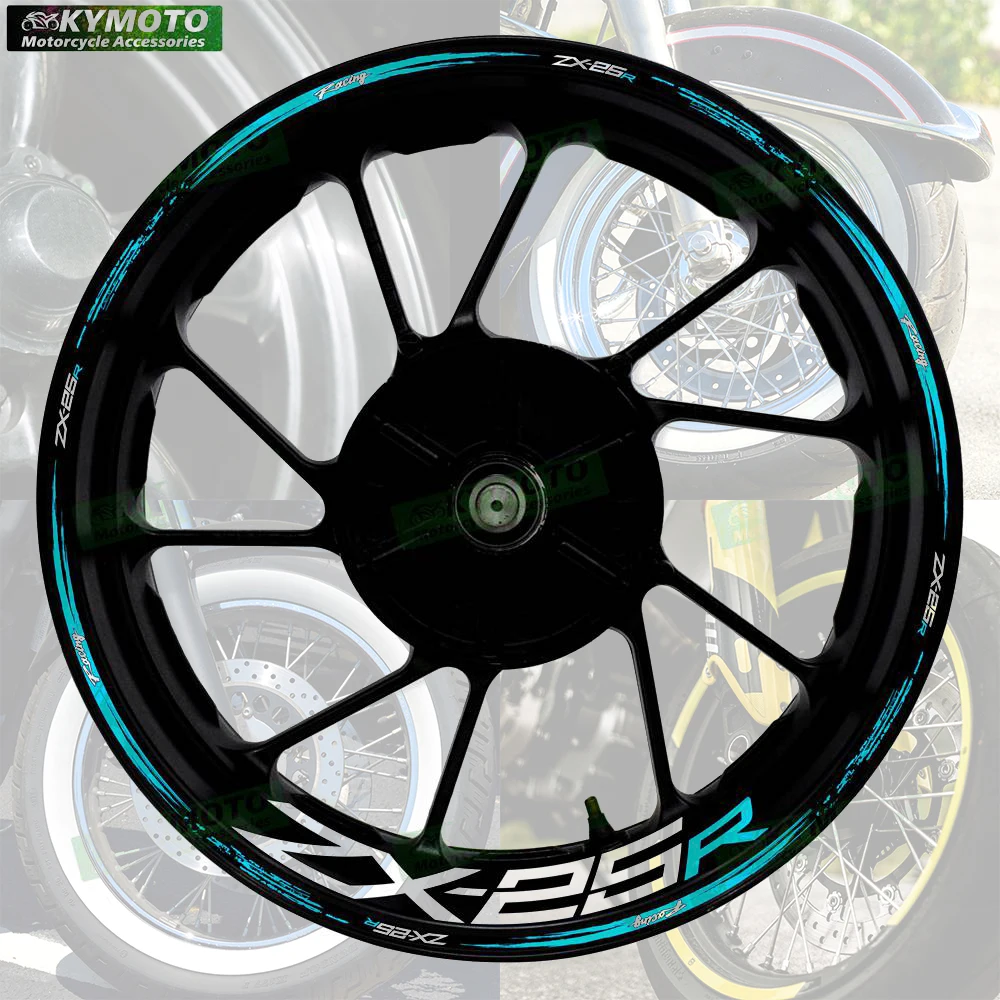 

Для ZX-25R ZX25R светоотражающие аксессуары для мотоциклов 17-дюймовые наклейки на передние и задние колеса, гоночный обтекатель, наклейки на колеса