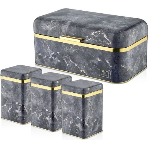 Vip John Marble Pattern Metal Rectangle Breadstuff Seti 4'lü