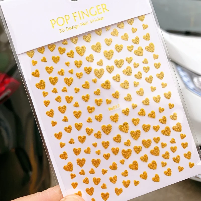 2 個の新しいバレンタインデーネイルアートステッカー 5 色ラブハートネイルアートステッカー