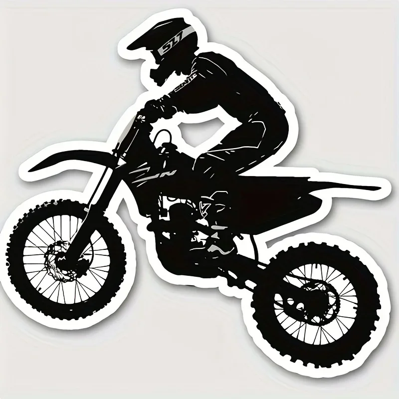 Motocross Rider Silhouette Vinyl Sticker Waterproof Decal For Motorcycle Helmet Front Fairing Fuel Tank Car Window Scooter Decor