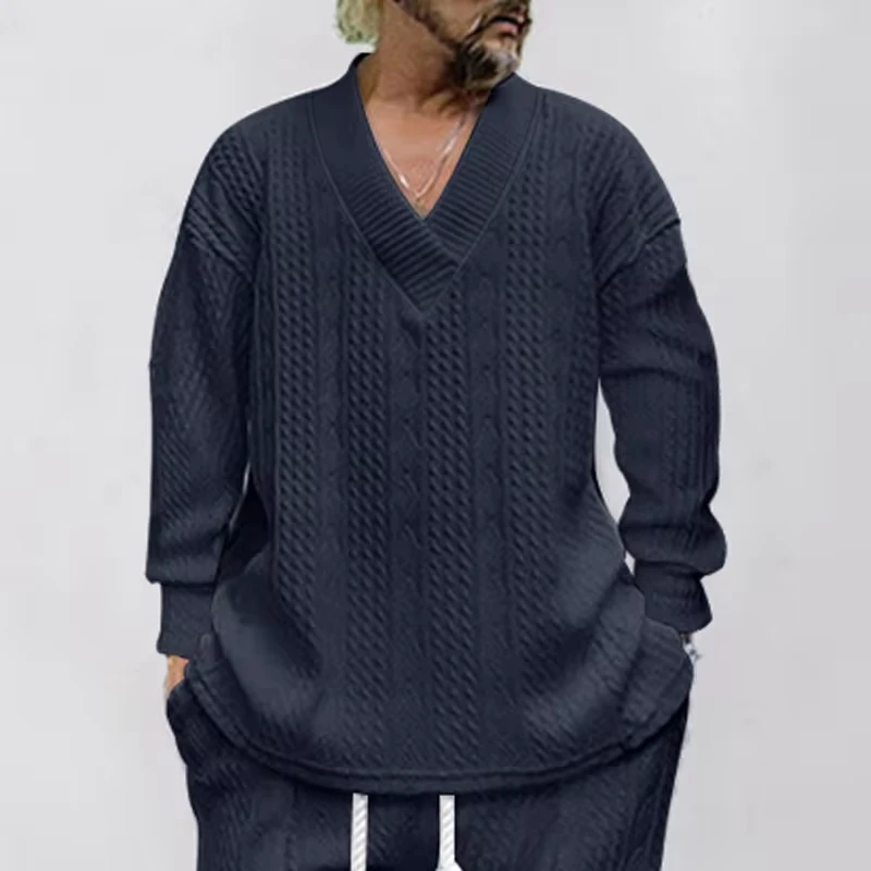 Spring Autumn 2025 New Fashion Men's Solid Color Casual Trendy Loose Simple Basic Knitted Pullover Sweatshirts Male Clothes Tops
