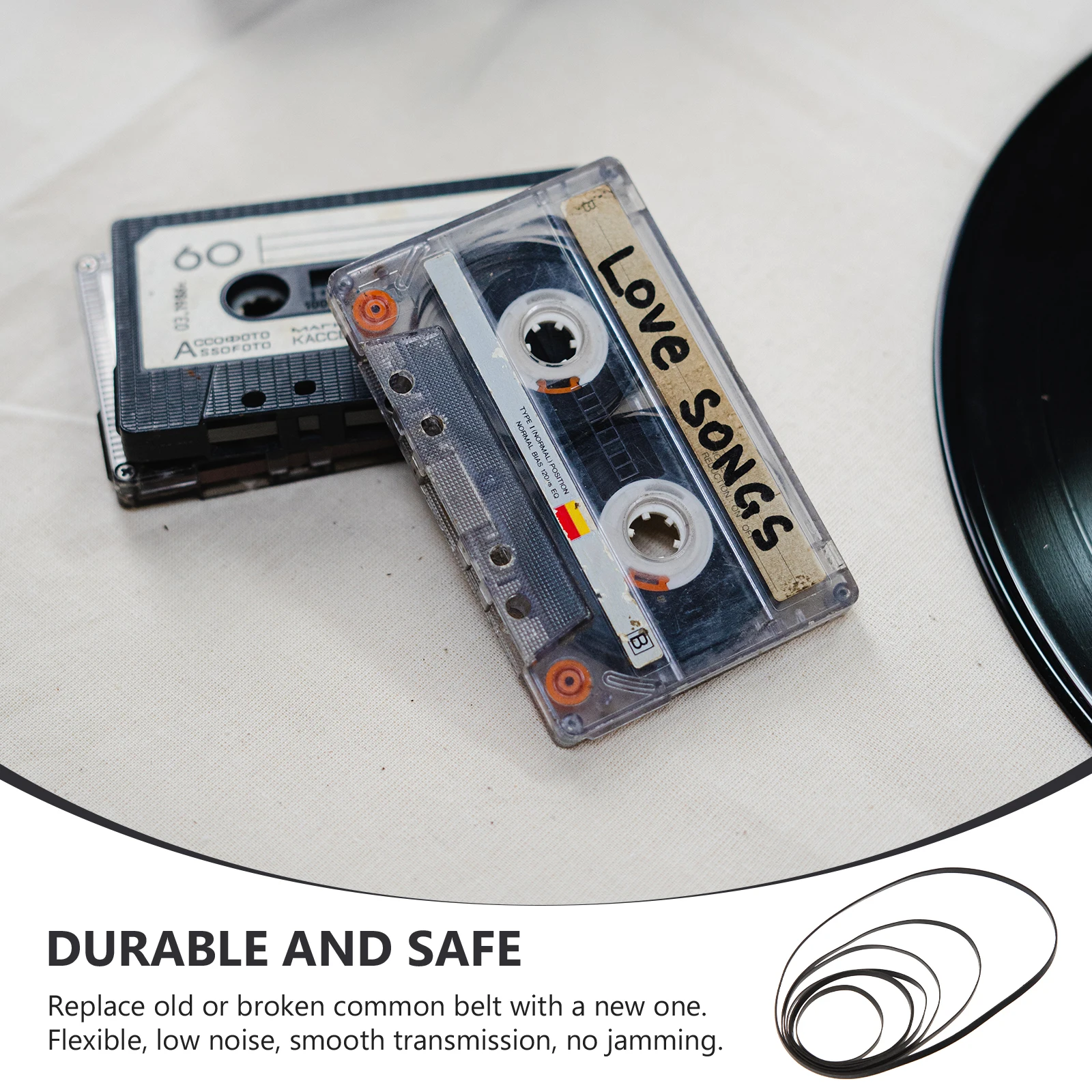 50 Pcs Radio Tape Belt Replacement Cassette Recorder Player Rubber Drive Belts Machine Square