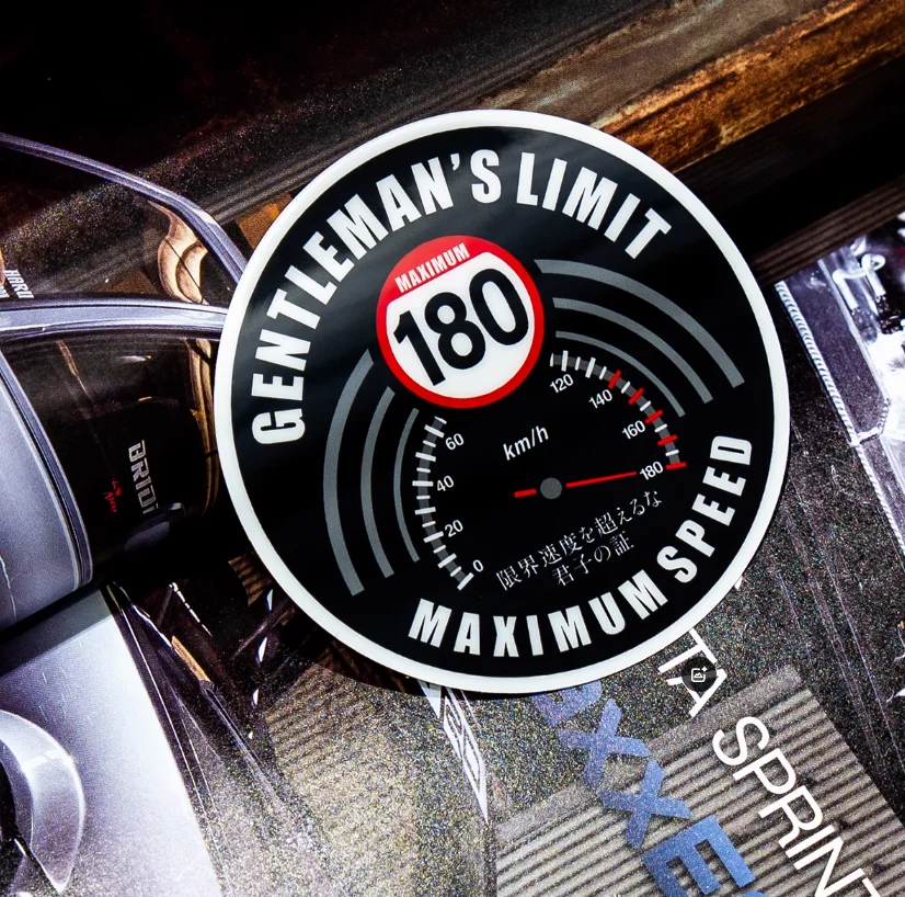 Car Styling Sticker for JDM Gentleman Protocol Speed Limit 180 Instrument Panel Daily Engine Decal Motor Tank Graphics