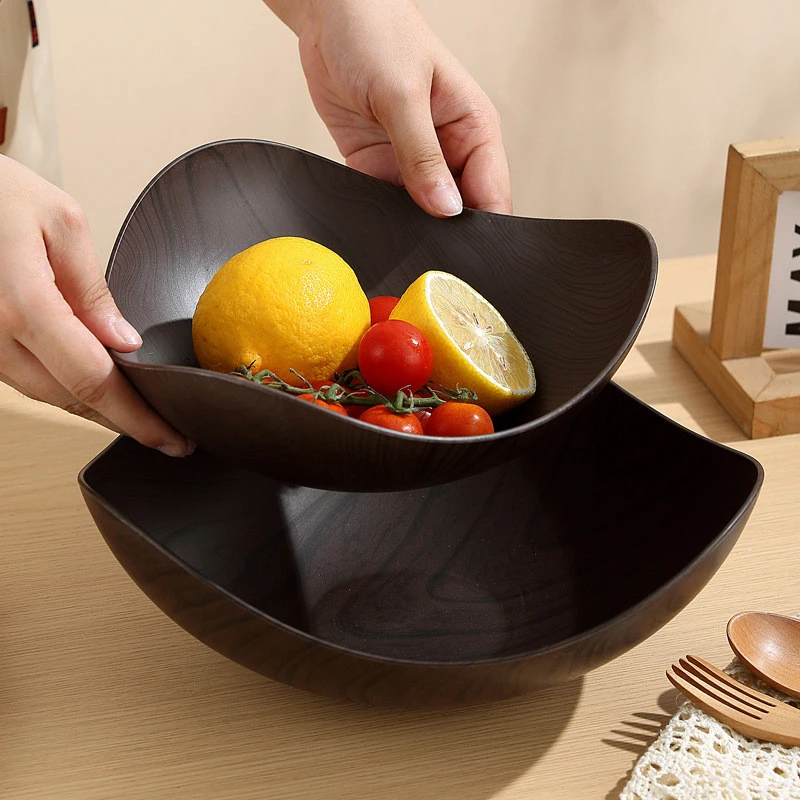 Geometric Triangle Imitation Wood Grain Fruit Plate for Household Living Room & Restaurant Snack Dried Fruit Display Chinese Sty