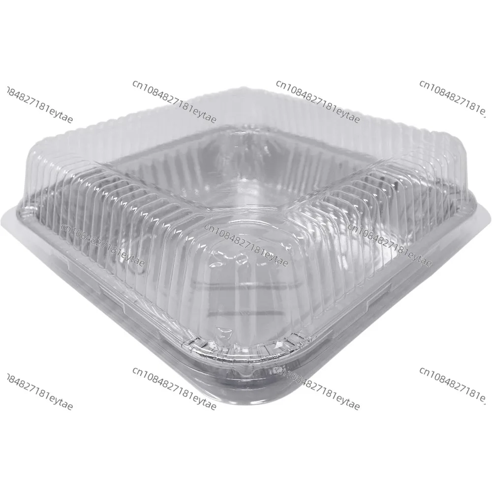 (300 Pack) 8” x 8” Square Baking Cake Pans with Plastic Dome Lids | Heavy Duty l Disposable Aluminum Foil Tins