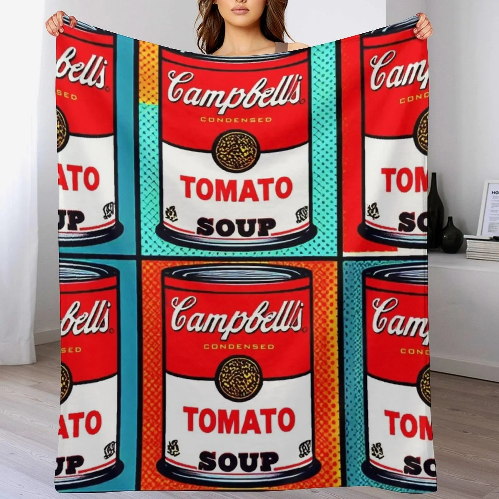 Cobertor pop art de sopa de tomate Campbell para bebês para cobertores de inverno