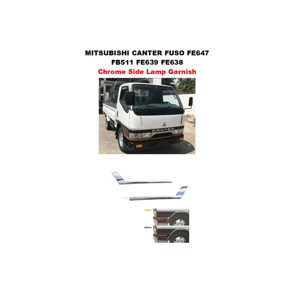 FDONG 1 Set 2 Pcs Chrome Side Lamp Garnish for MITSUBISHI CANTER FUSO FE647 FB511 FE639 FE638