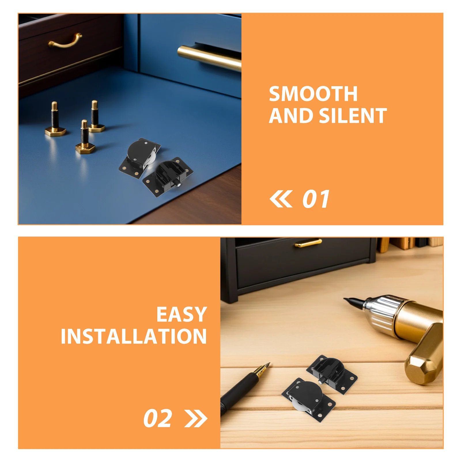 2 مجموعات انزلاق باب الخزانة الأسطوانة الأسود ترقية الأجهزة السلس البلاستيك عجلات بكرة لخزانة خزانة المطبخ قابل للتعديل #3