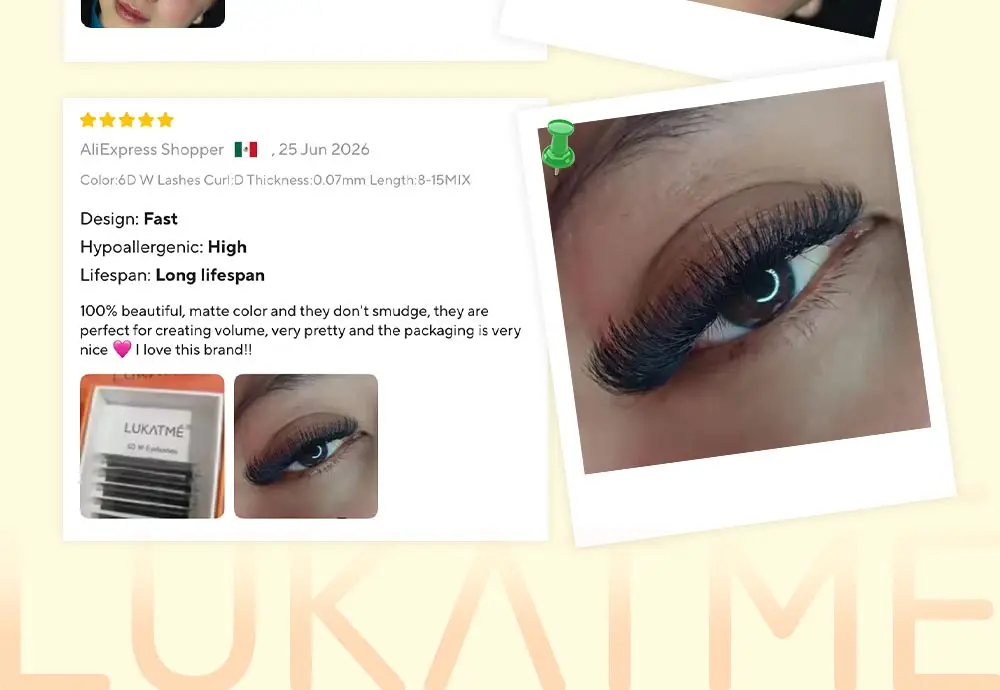LUKATME 2 Stück Gemischte Stile YY W Wimpern + Pinzette, 4D-7D Braune Volumenfächer D/M Curl 7-15mm Großhandel Wimpernverlängerungs-Set – Detail 16