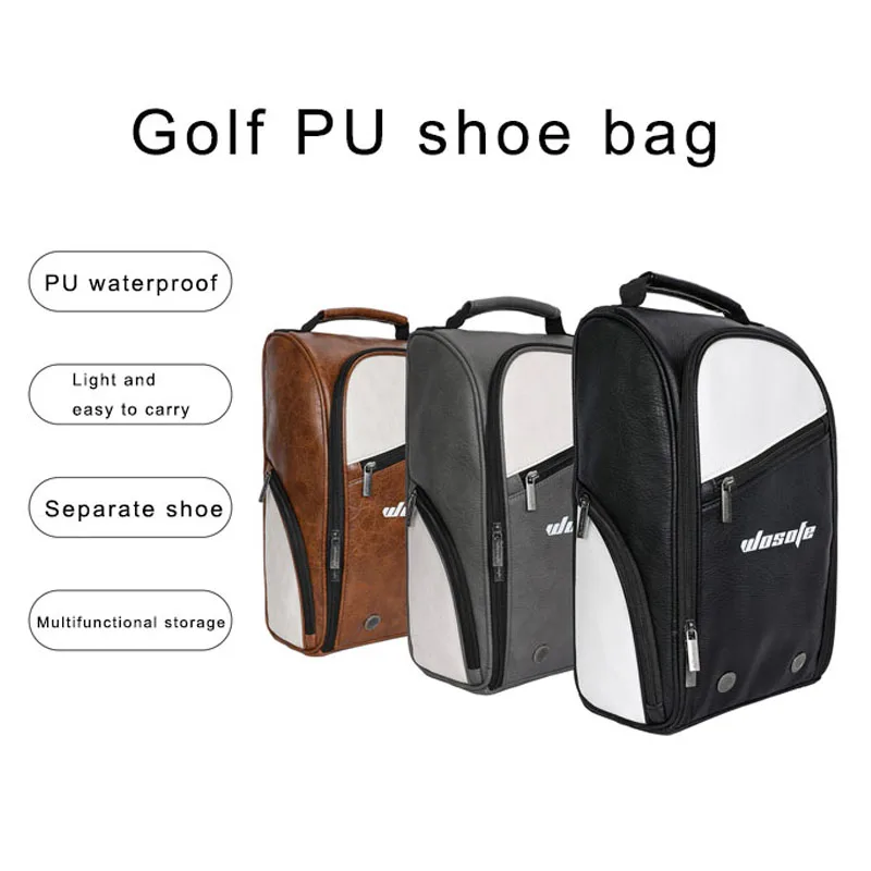 1 high quality and durable Golf PU waterproof shoe bag portable outdoor storage bag for sports shoes, multi-purpose carrying bag