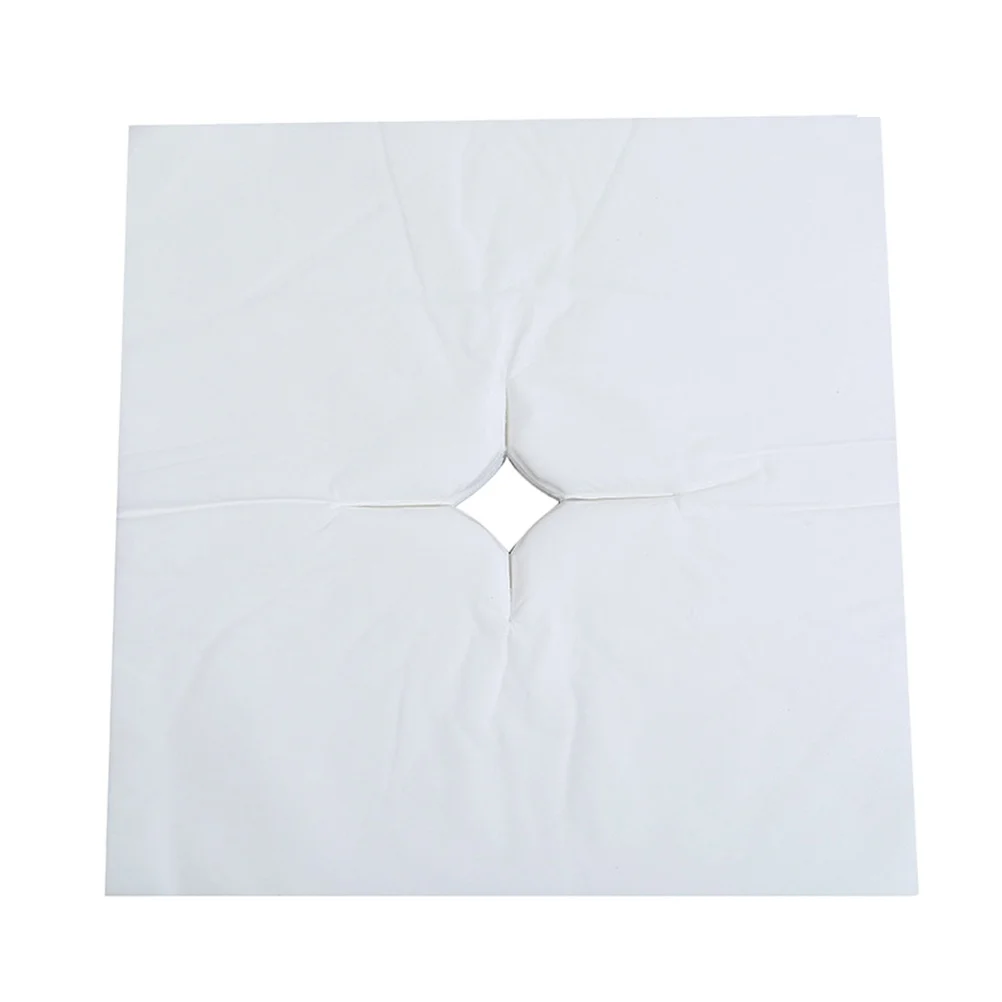 

100 Sheets Pillowcase Non-woven Fabric Face Mask Salon Massage Hole Mat Disposable Bed Towel Cover White Women Miss