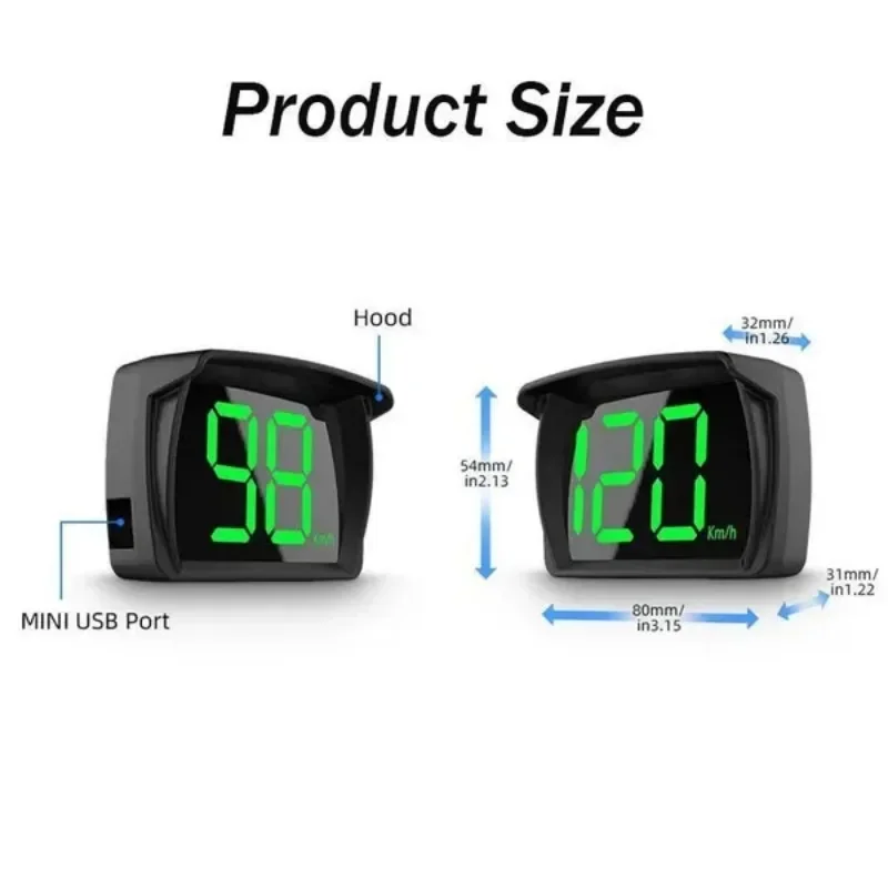Tampilan HUD Digital Mobil, Speedometer 2.8 "KM/H ,MP/H dengan Chipset GPS untuk Kendaraan Truk Sepeda Motor Mobil
