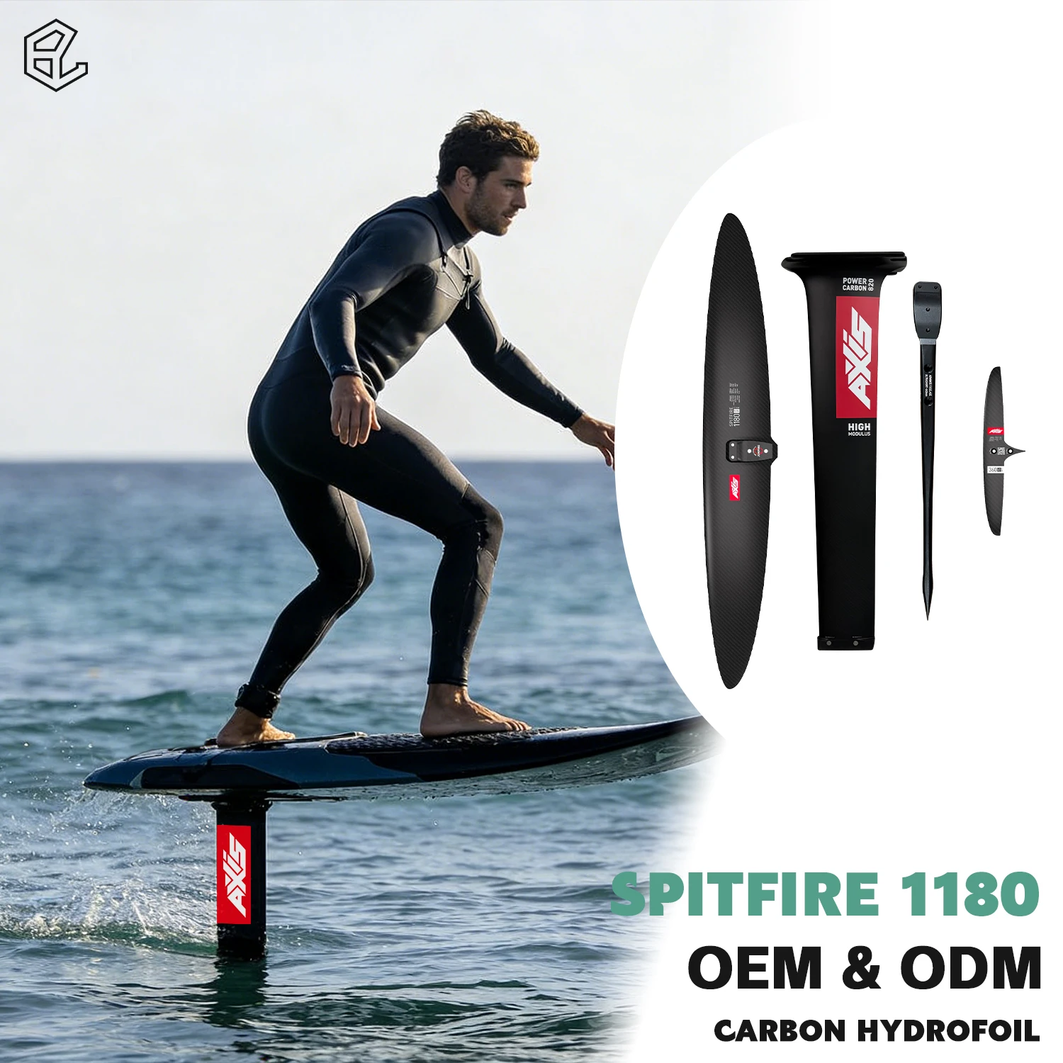 AXIS Spitfire 1180 for Wingfoil Foil Beginner AXIS HM Carbon Fiber Pumping Hydrofoil Lightweight SUP Paddle Surfboard for Ocean