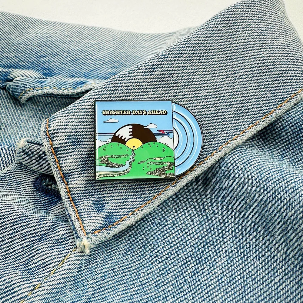Brighter Days Ahead Vintage Vinyl-Schallplatten-Emaille-Pin Cartoon-Landschaftsbrosche Retro-Musik-Kunst-Anstecknadel Stilvolles Geschenk – Detail 6